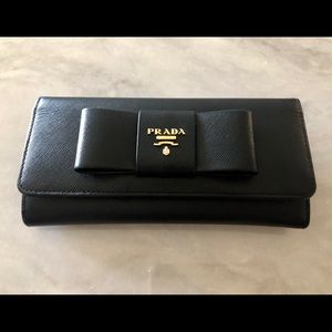 Prada flap bow wallet